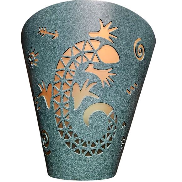 Party Lite Southwestern Metal wall sconces Kokopelli gecko lizard design - Picture 2 of 10